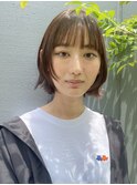 大人20代30代ナチュラルブラウン顔まわりレイヤー外ハネボブ