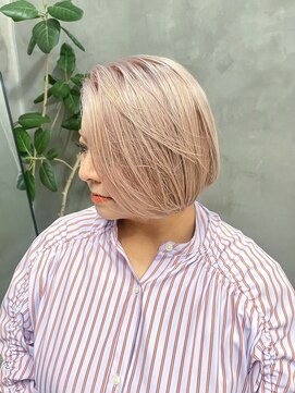 テトヘアー(teto hair) ケアブリーチダブルカラーミルクティーベージュボブブリーチ