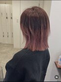 グラデーションピンクカラー外ハネボブ