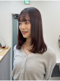 レイヤーカット/ローレイヤー/ボルドーカラー