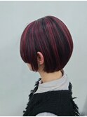 ボブ　ハイライト　3D ガーネットレッド