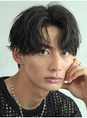 シャドウパーマルーズパーマ毛流れヘアメンズセンターパート原宿