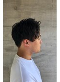 10代20代★爽やか黒髪ツーブロック×無造作メンズパーマ