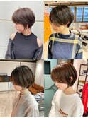 大人可愛い20代30代40代黒髪前下がりショートボブ丸みショート◎