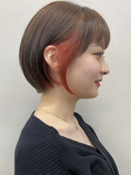 コト 福井大和田店(coto) 福井　大和田　ショートボブ　イヤリングカラー　レッドオレンジ