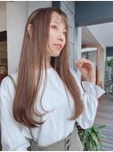 髪質改善　韓国風　前髪カット　小顔ベージュカラー