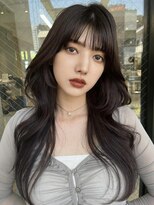 ミンクス 原宿店(MINX)&nbsp;上品な色気レイヤー 斜めバンググレージュカラーデザインカラー