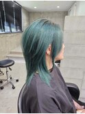 シャギー感強め　ウルフレイヤー　グリーン