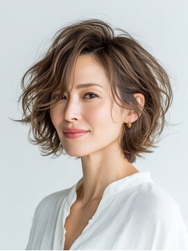 クラゲヘアー/小顔/ココアベージュ/オリーブグレー/川西