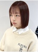 花田ボブショートレイヤーカット下北沢韓国ワインレッドボルドー