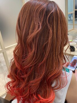 シェルビー 新宿(SHELBe) カールロング×オレンジグラデーション[ヘッドスパ/白髪染め]