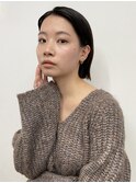 切りっぱなしタイトボブ/センターパート