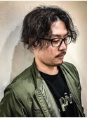 センター分けメンズパーマ