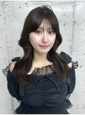 美髪カールダークブラウン韓国レイヤーロングセミディ顔周り前髪