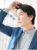 かき上げ七三分けブラック短髪ショート仙台愛子