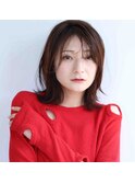 大人可愛い外ハネミディアッシュブラウンネオウルフ20代30代40代