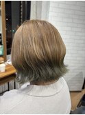 ミントアッシュグレージュカラーくすみカラー細めハイライト