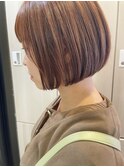 ミニボブ ぱつっとボブ オレンジブラウン 草加ボブ