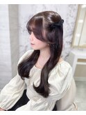 顔周り小顔レイヤー◇ラベンダーブラウン