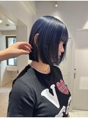切りっぱなしボブ / ブルーカラー / ハイトーン