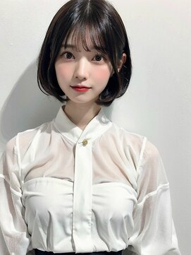 ブロッサム 若葉店(Blossom) 20代30代大人可愛い黒髪アッシュくびれボブ耳掛け透明感