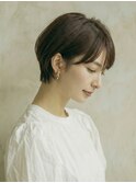 大人丸みショートボブ20代30代40代◎前髪あり耳掛けボブ越