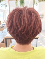 ボンドヘアステージ 良福寺店(BOND hair stage)&nbsp;ピンクオレンジ×耳出しショート