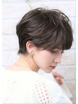 ソア 武蔵小杉(SOAR) ホワイトアッシュハイライトの黒髪エアリーミディショートパーマ