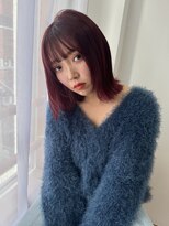 サンクチュアリ ウィズエデン 京橋店(Sanctuary with eden)&nbsp;カシスレッドカラー×切りっぱなしボブ