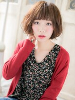 モッズ ヘア 福岡姪浜店(mod's hair)&nbsp;mod's姪浜/ぱっつん前髪オレンジベージュAラインくせ毛風ボブj