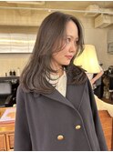 ダークアッシュグレー艶髪透明感カラーミディアムレイヤー