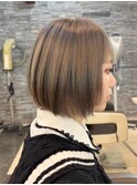 宇都宮ショートボブレイヤーカット顔周りカット縮毛矯正髪質改善