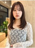 ミディアム　レイヤーカット　艶カラー　イメチェン　前髪カット