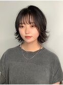 ハンサムショート ブラック シースルーバンク