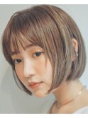 [代々木]ナチュラルピンクスイートAラインの甘辛ショートボブ