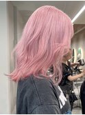 ダブルカラーピンクベージュベージュカラーケアブリーチレイヤー