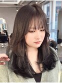 《黒髪レイヤーカット》暗髪レイヤーロングアッシュブラック