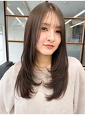 透明感♪髪質改善カラー小顔レイヤーミルクティーベージュ