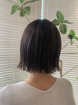 アース 三田南ウッディタウン店(HAIR&MAKE EARTH)&nbsp;韓国風切りっぱなし小顔ボブ暗髪カラーダークグレージュ