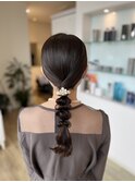 【ヘアセット】タイトローポニー×編みおろしアレンジ