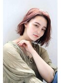 ナチュラルボブくびれヘアアプリコットオレンジ20代30代40代50代