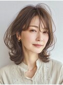 大人ミディアム 白髪ぼかし 脱白髪染めハイライト40代50代60代