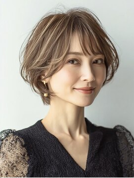 ハーツ(Heart's) ミセスショート×白髪ぼかしカラー30代40代50代