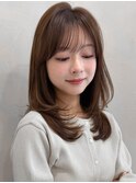 :レイヤーカットダークパープルナチュラルミルクブラウン