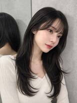 シー バイ ロンド 新宿(Sea by Lond)&nbsp;ワンホンレイヤ ー×ダークブルー[デジタルパーマ/ボブ/韓国]