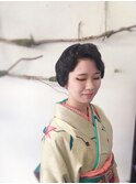 アンティーク着物でレトロな耳隠し