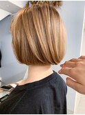 色落ち綺麗なベージュカラーとボブ＊fukuda