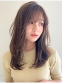 ★小顔ワンカールレイヤーカットくびれヘアアプリコットオレンジ