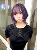 ウルフカットハイトーン紫パープルコントラストカラー