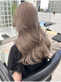 韓国ヘア顔周りレイヤーミルクティーベージュグレージュ暗め原宿